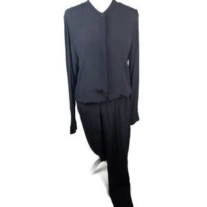 Fifteen Twenty Womens Sz L Pants Jumpsuit Black Jogger hem Long Sleeve Viscose